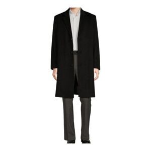 Full Length 100% Cashmere Topcoat $995 Power Coat 42R Cremieux Collection Black